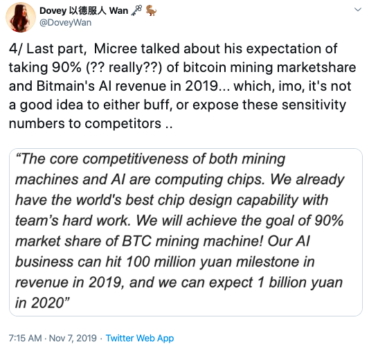 Micree Zhan预计Bitmain将实现其持有90％的比特币挖矿市场的目标