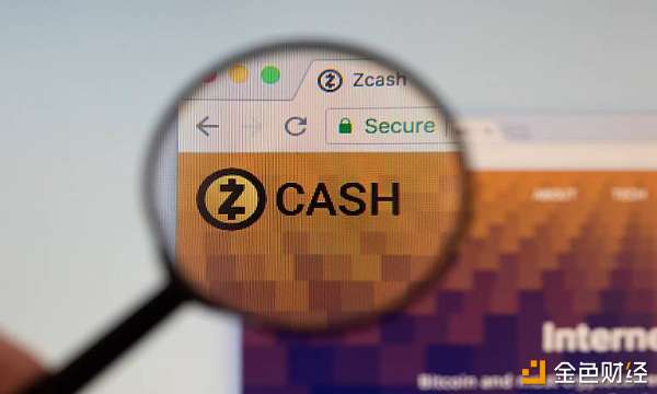 Zcash logo on a computer screen with a magnifying glass