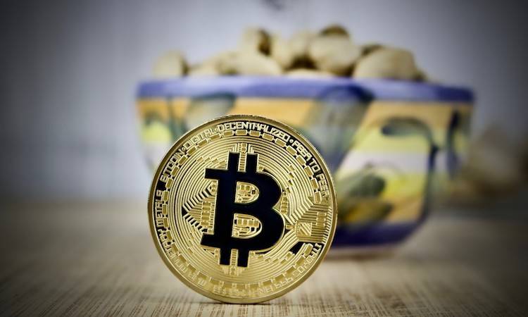Black bitcoin coin food concept